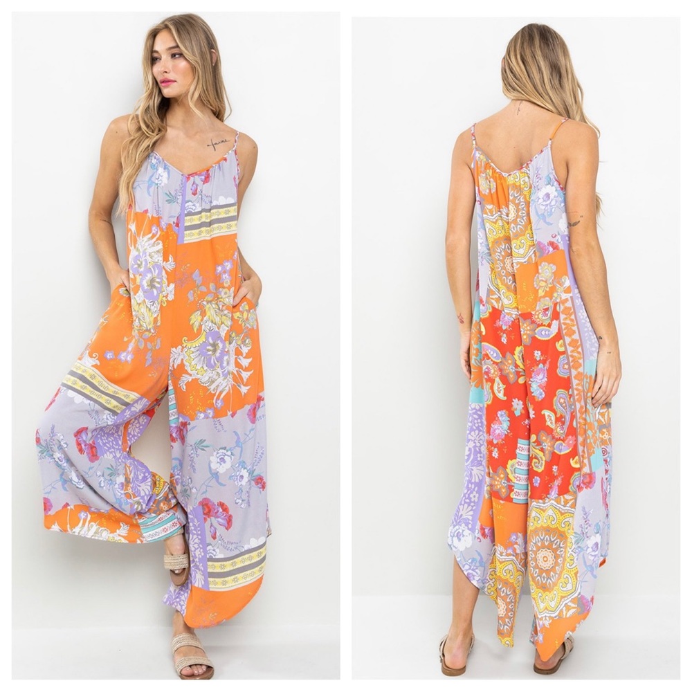 23 Boho Border Print Sleeveless Jumpsuit - Picture 3 of 5